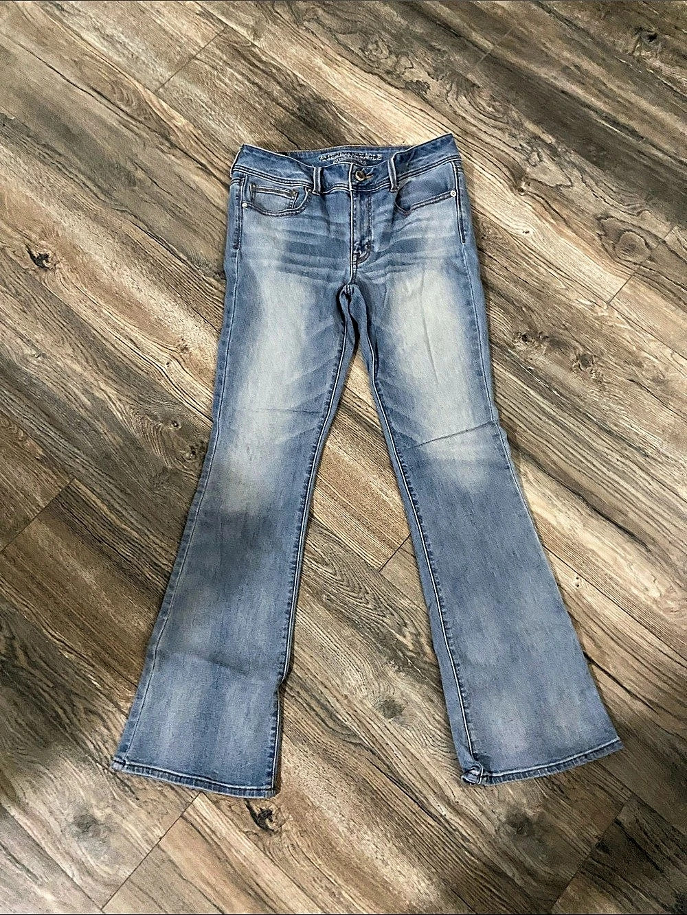 American Eagle Outfitters Super Stretch Flare Jeans in Blue Waist 10